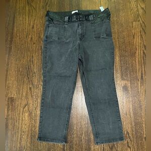 Maurices Women's Straight Leg Jeans - Black/Gray with Faux Leather Accents 22W